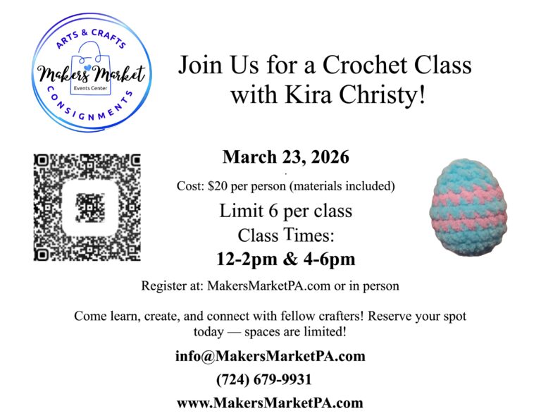 Come learn, create, and connect with fellow crafters! Reserve your spot today — spaces are limited!